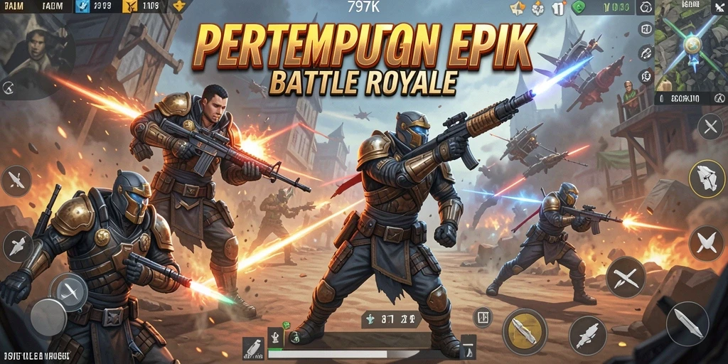 Tampilan gameplay seru dalam pertarungan Battle Royale.