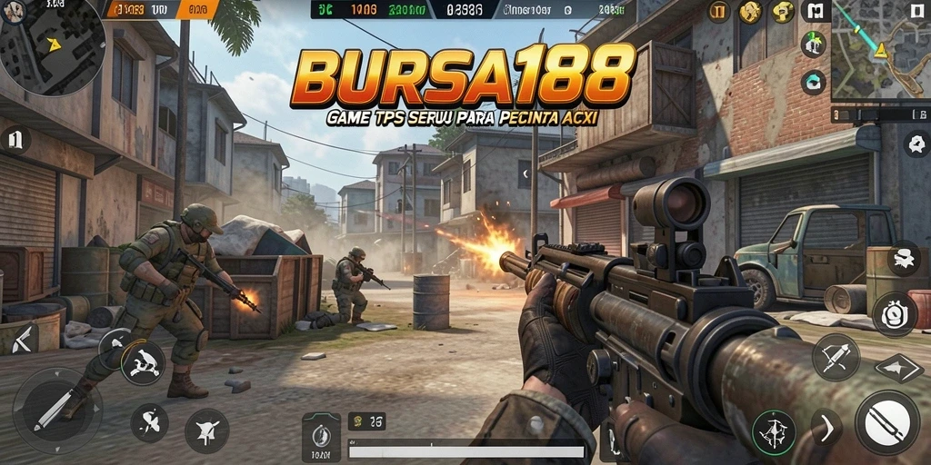 Tangkapan layar utama BURSA188 menampilkan aksi penuh ketegangan dalam gameplay TPS.