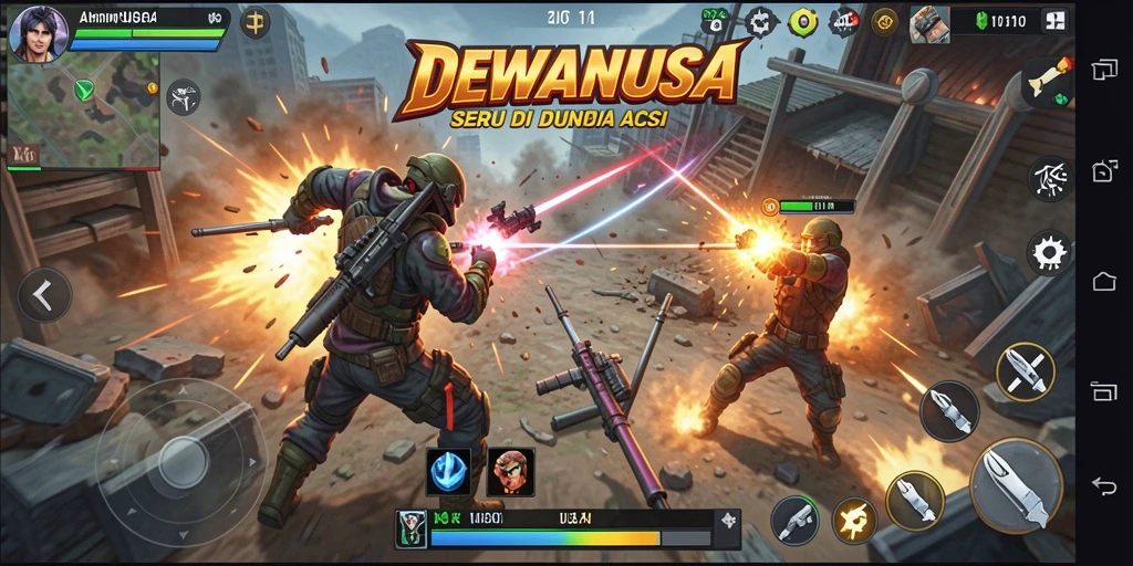 Screenshot seru dari gameplay DEWANUSA dengan aksi pertempuran intens.