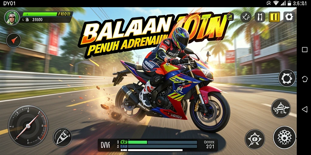Gameplay seru balapan motor di DY01 dengan visual menakjubkan.