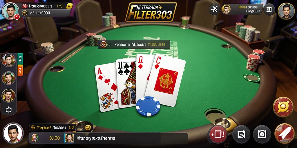 Tangkapan layar utama FILTER303 menunjukkan aksi poker seru dan kompetitif.