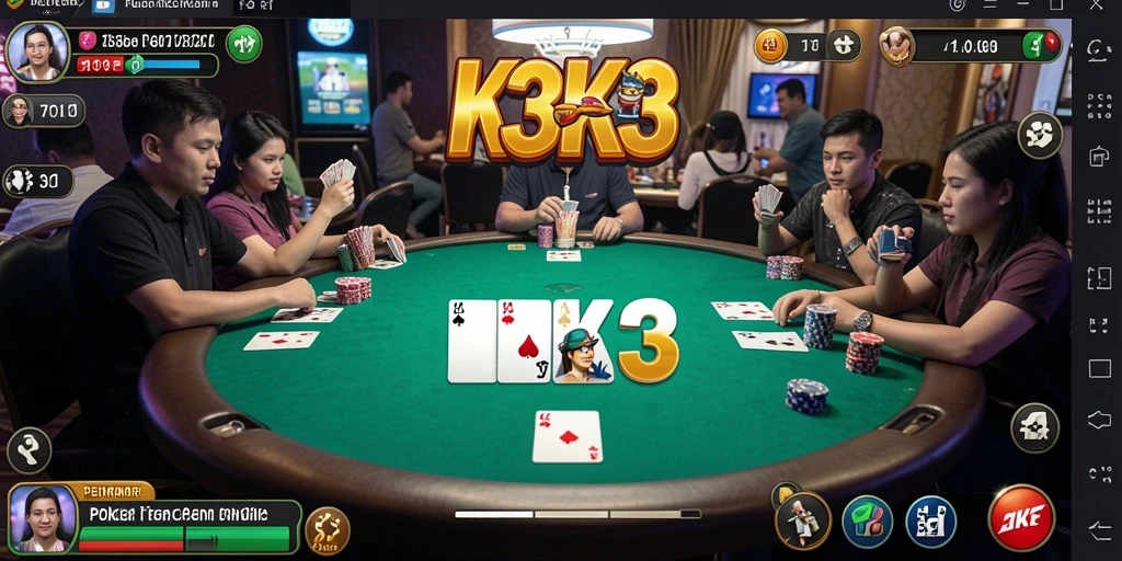Gambaran gameplay Poker yang seru di K3K3.