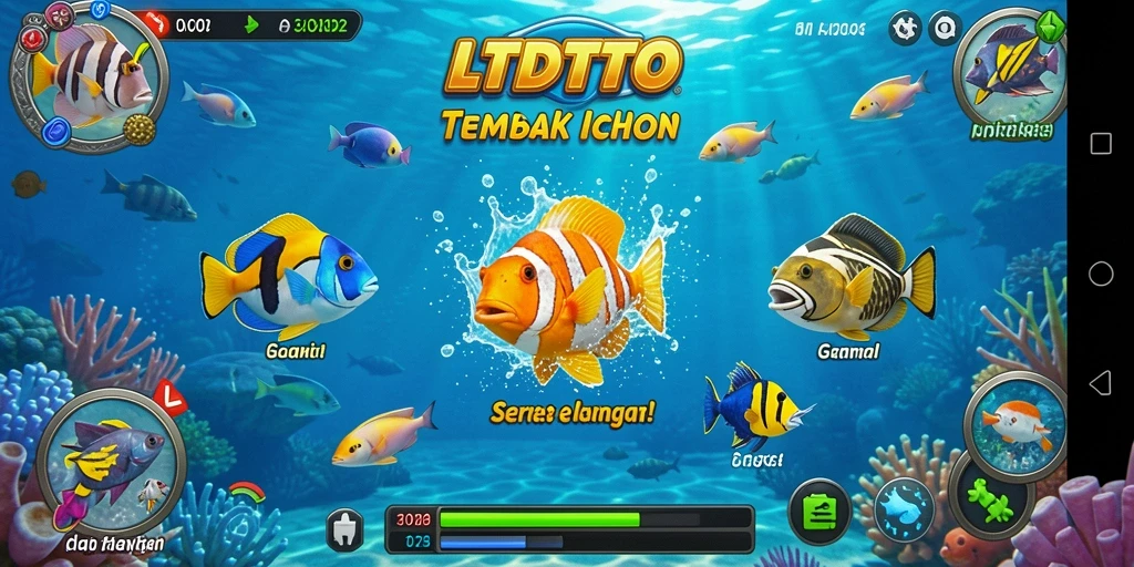 Tampilan gameplay LTDTOTO dengan aksi menembak ikan yang mendebarkan.