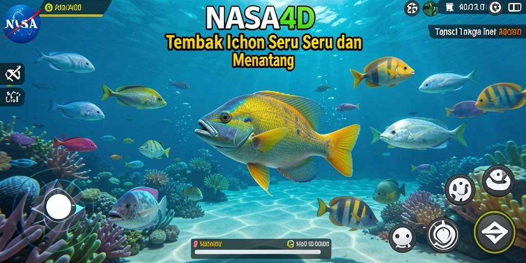 Screenshot gameplay <strong>NASA4D</strong> yang menampilkan aksi menembak ikan yang seru.