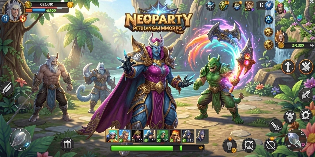 Tampilan gameplay mendebarkan di dunia <strong>NEOPARTY</strong>.