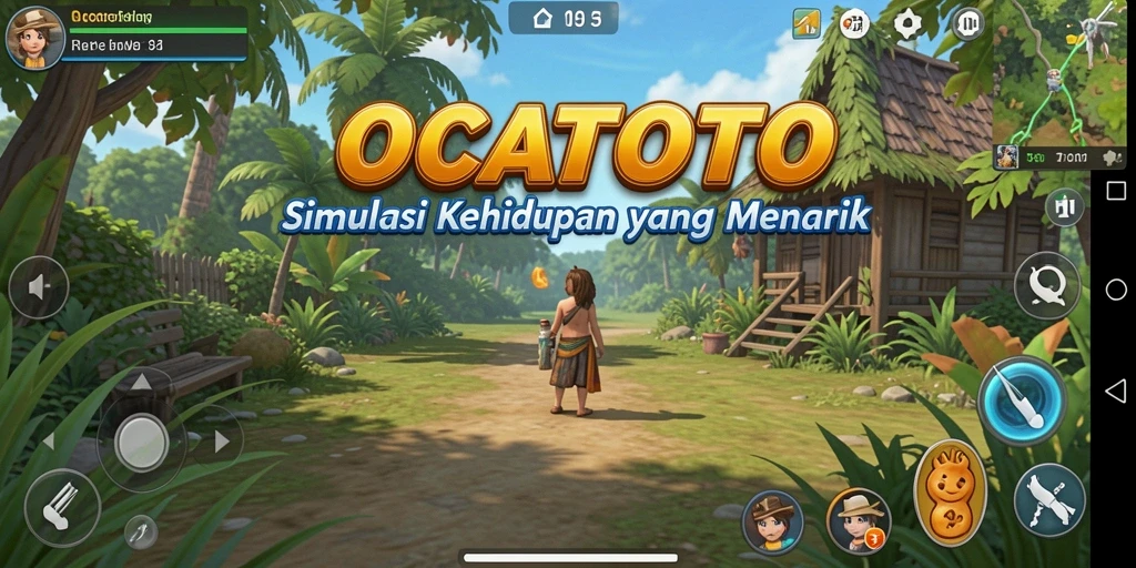 Screenshot gameplay OCATOTO yang menampilkan dunia virtual yang interaktif.