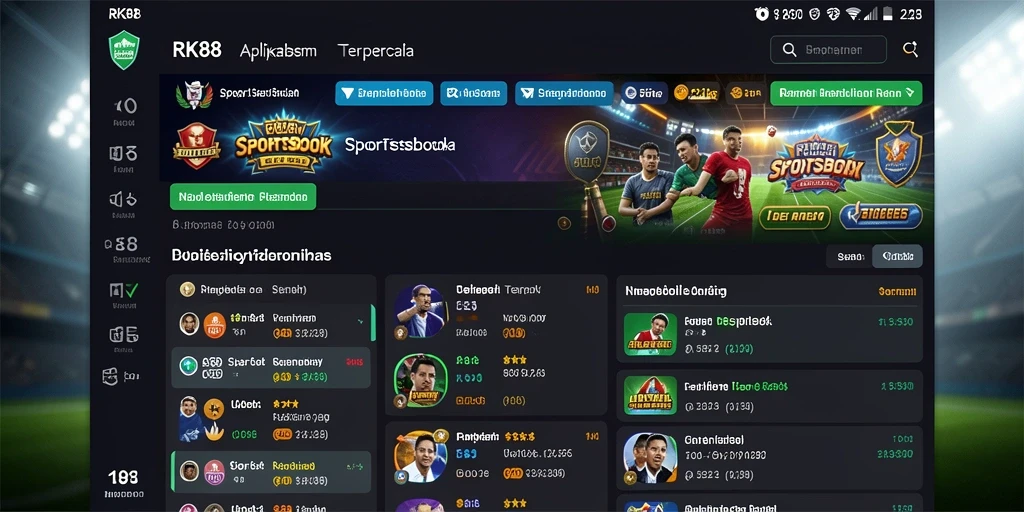 Tampilan menarik dari aplikasi Sportsbook RK88 dengan beragam pilihan taruhan.
