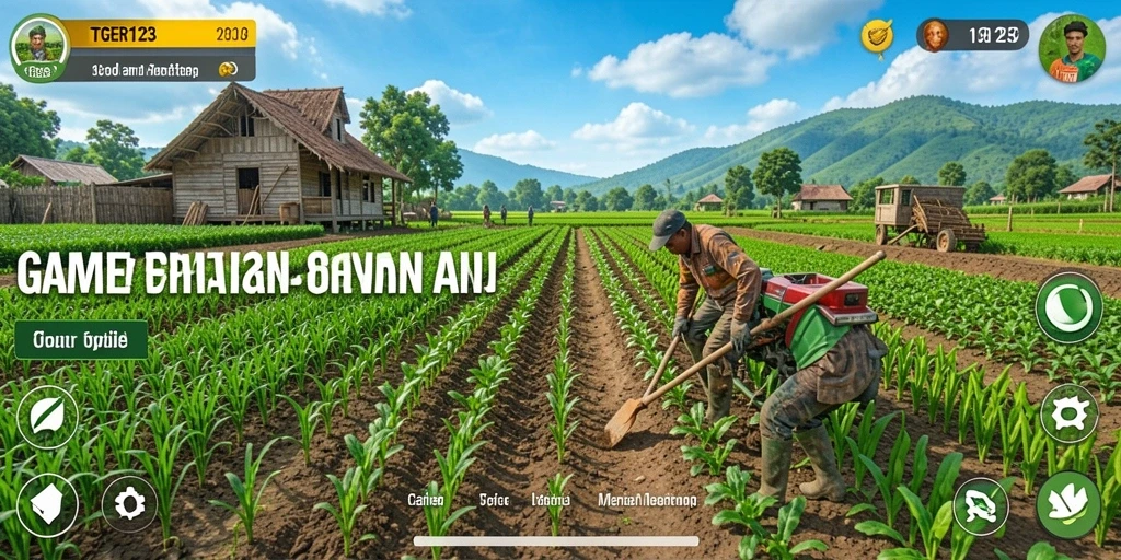 Screenshot TGER123 menampilkan aktivitas bertani yang seru dan interaktif.